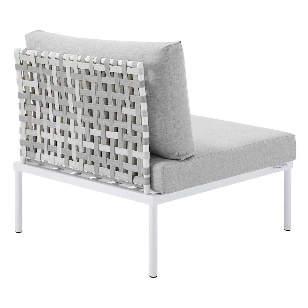 Harmony Sunbrella Basket Weave Outdoor Patio Aluminum Armless Chair