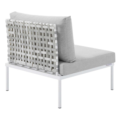 Harmony Sunbrella Basket Weave Outdoor Patio Aluminum Armless Chair