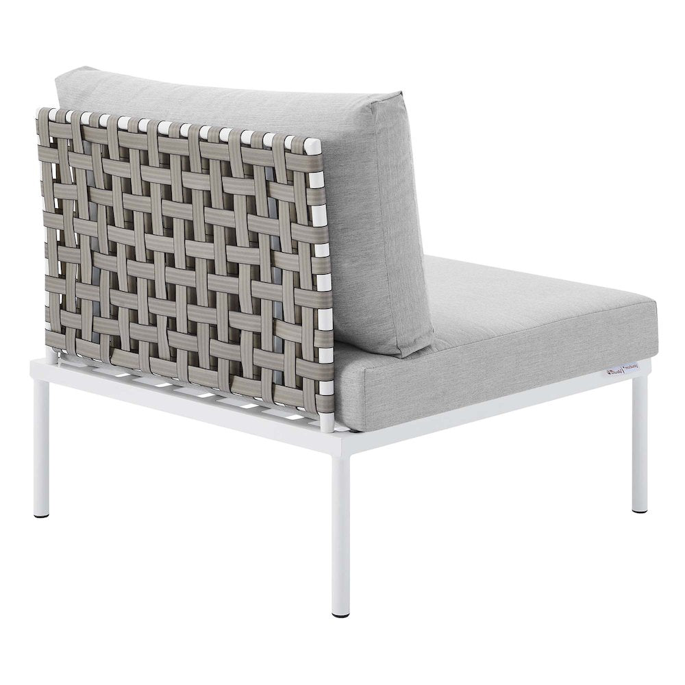 Harmony Sunbrella Basket Weave Outdoor Patio Aluminum Armless Chair