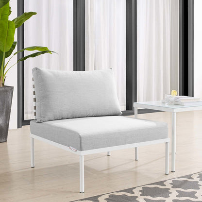Harmony Sunbrella Basket Weave Outdoor Patio Aluminum Armless Chair