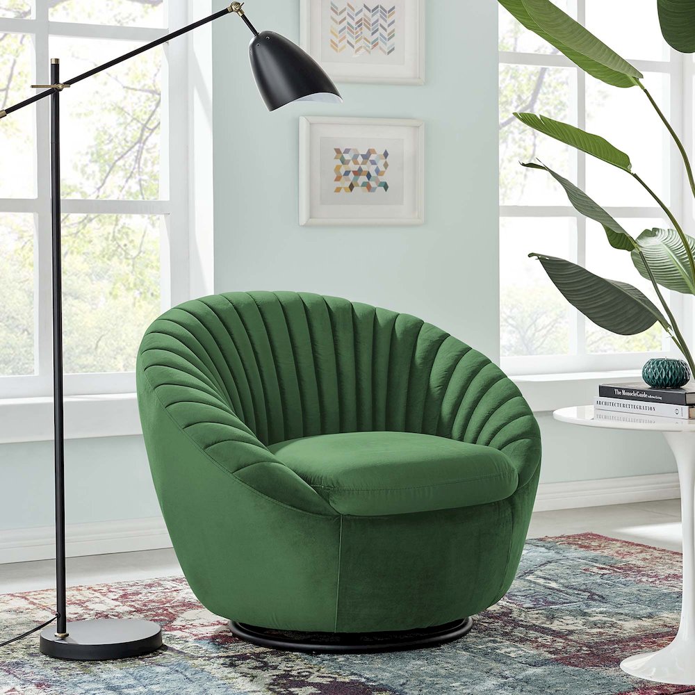 Whirr Tufted Performance Velvet Swivel Chair