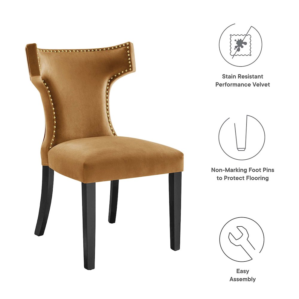 Curve Performance Velvet Dining Chairs Set of 2