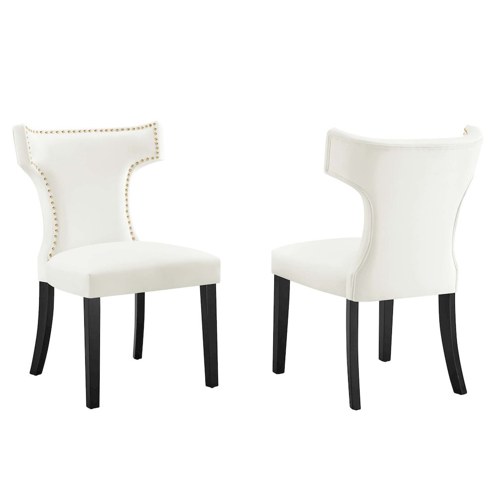 Curve Performance Velvet Dining Chairs Set of 2