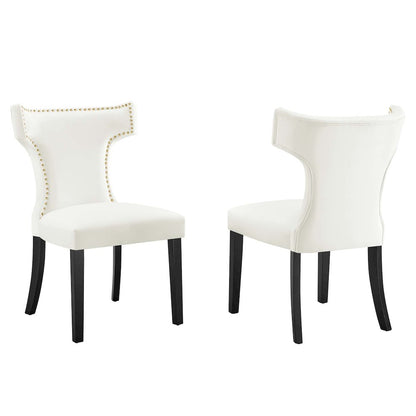 Curve Performance Velvet Dining Chairs Set of 2
