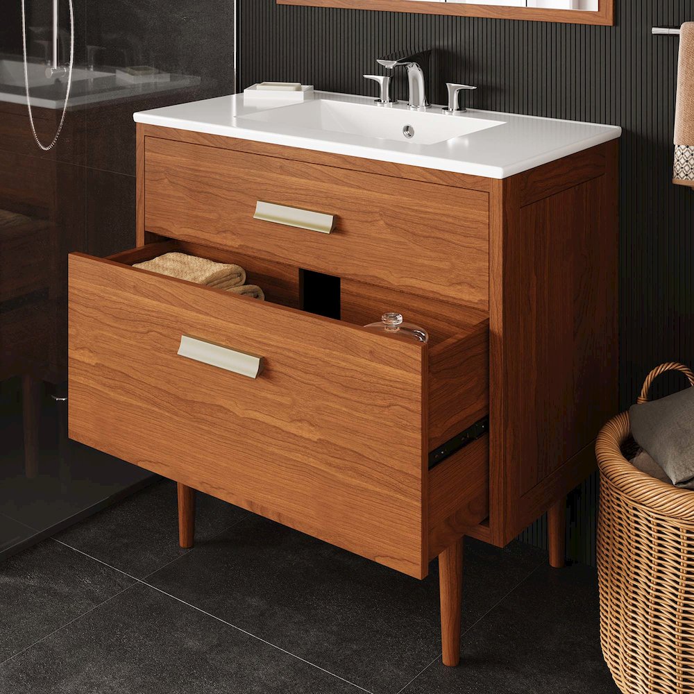 Cassia 36" Teak Wood Bathroom Vanity Cabinet (Sink Basin Not Included)