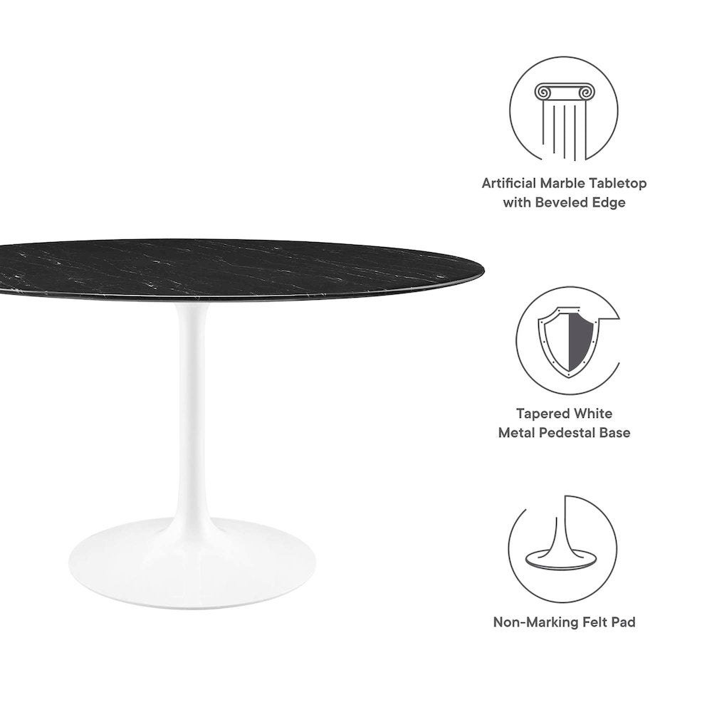 Lippa 54" Round Faux Marble Dining Table