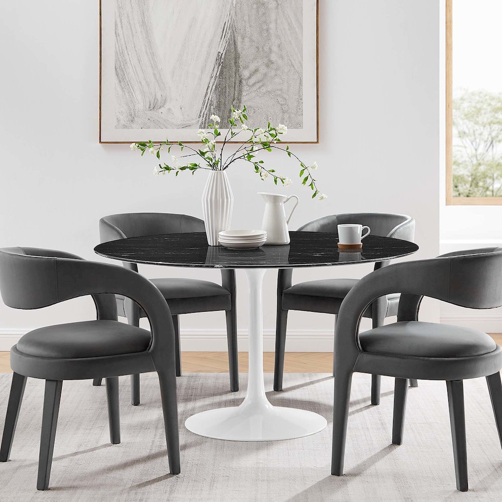 Lippa 54" Round Faux Marble Dining Table