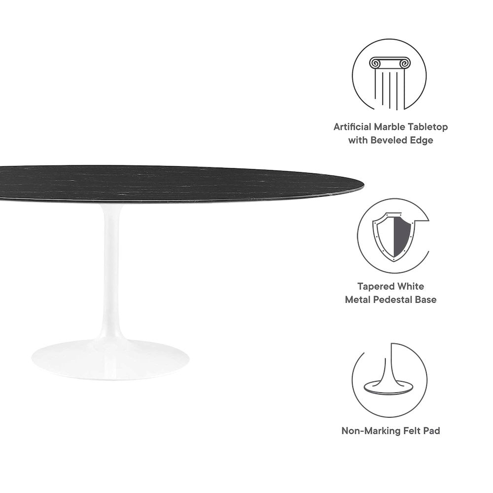 Lippa 78" Oval Faux Marble Dining Table