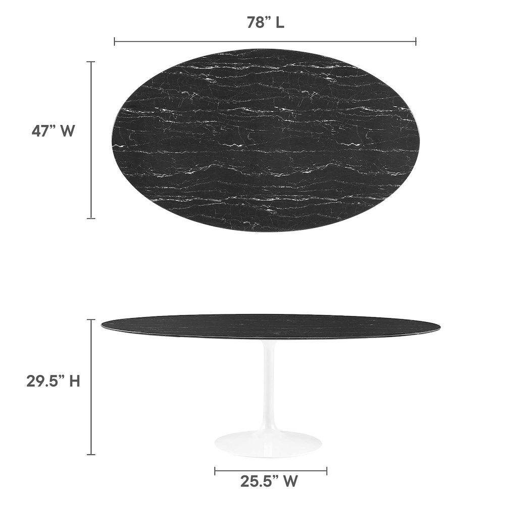 Lippa 78" Oval Faux Marble Dining Table