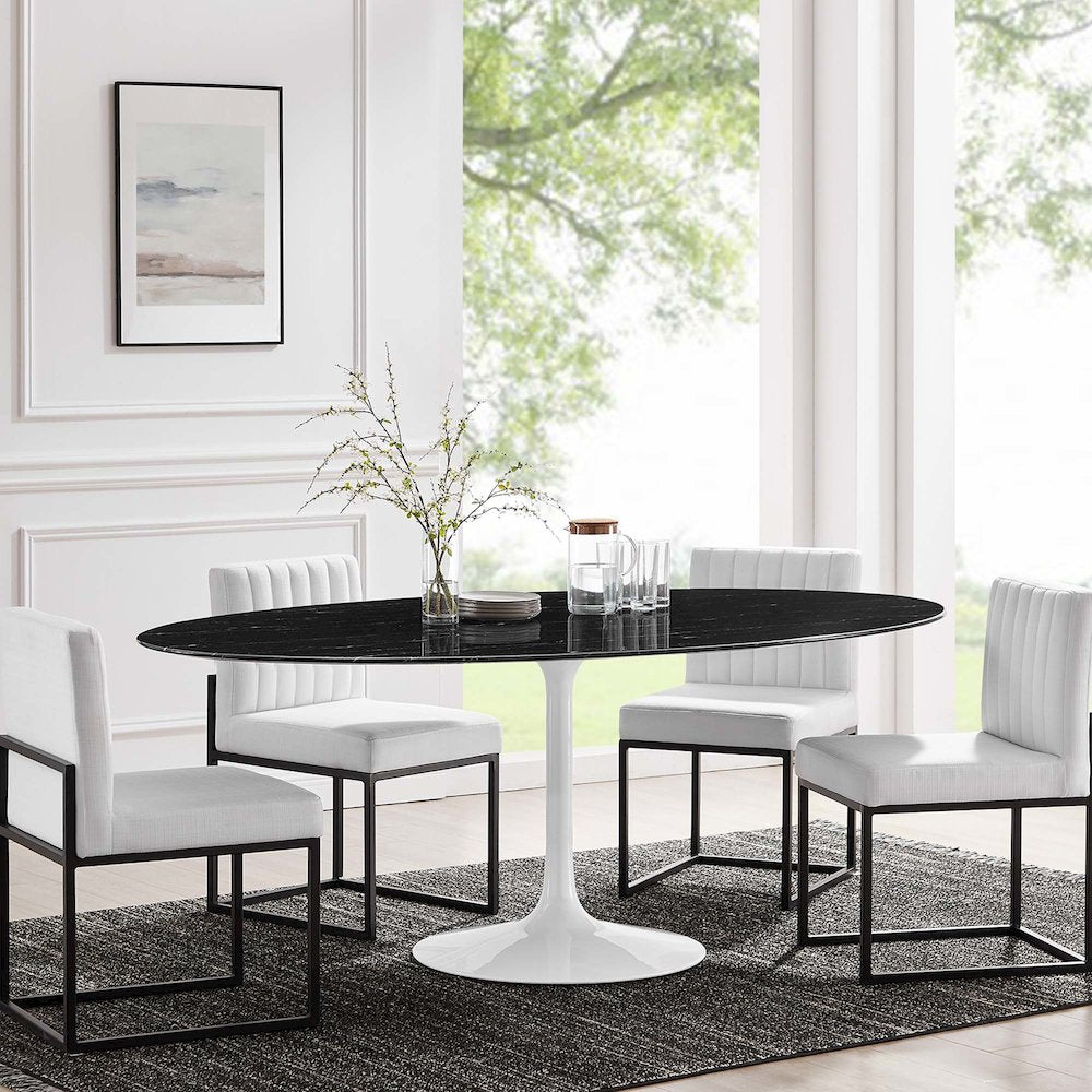 Lippa 78" Oval Faux Marble Dining Table