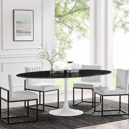Lippa 78" Oval Faux Marble Dining Table