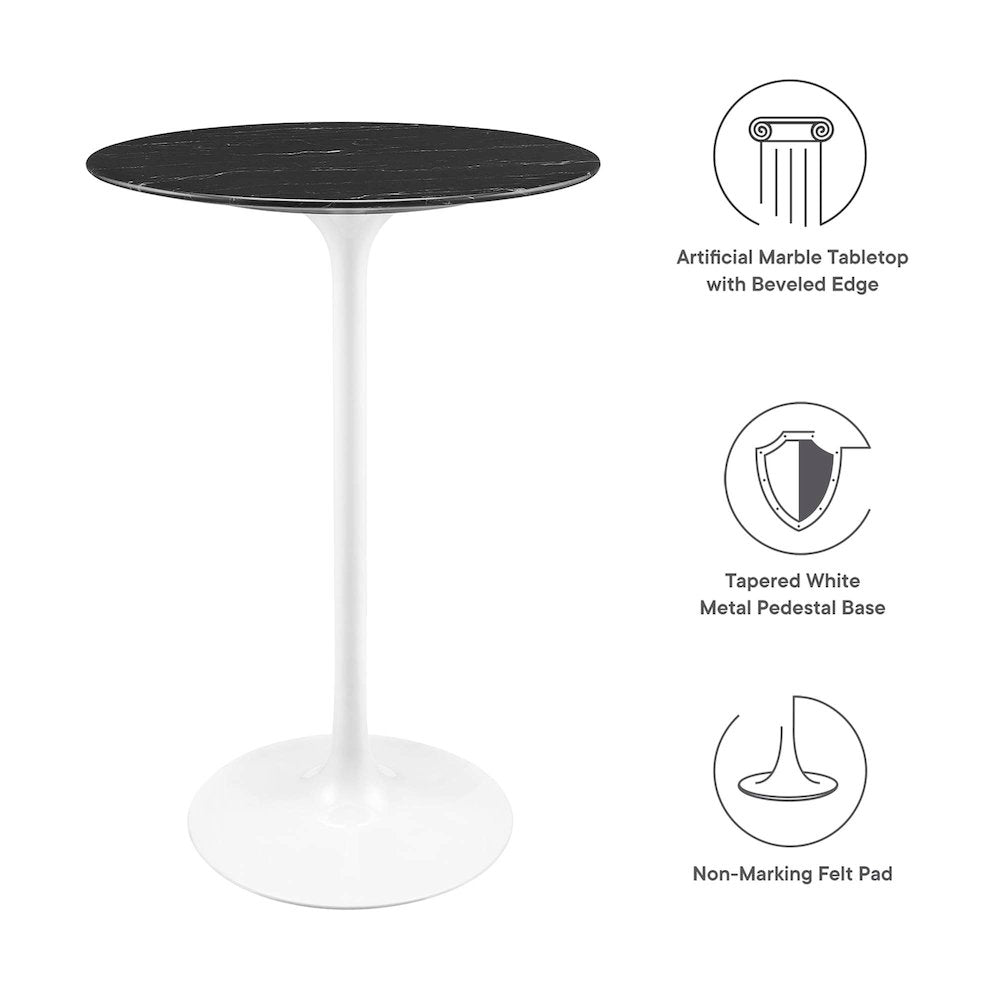 Lippa 28" Round Faux Marble Bar Table