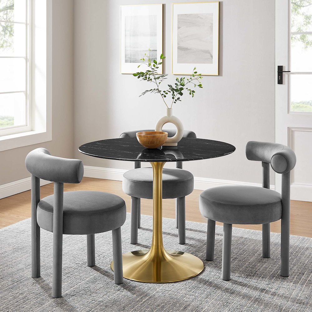 Lippa 40" Round Faux Marble Dining Table