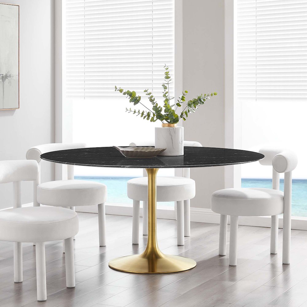 Lippa 60" Round Faux Marble Dining Table