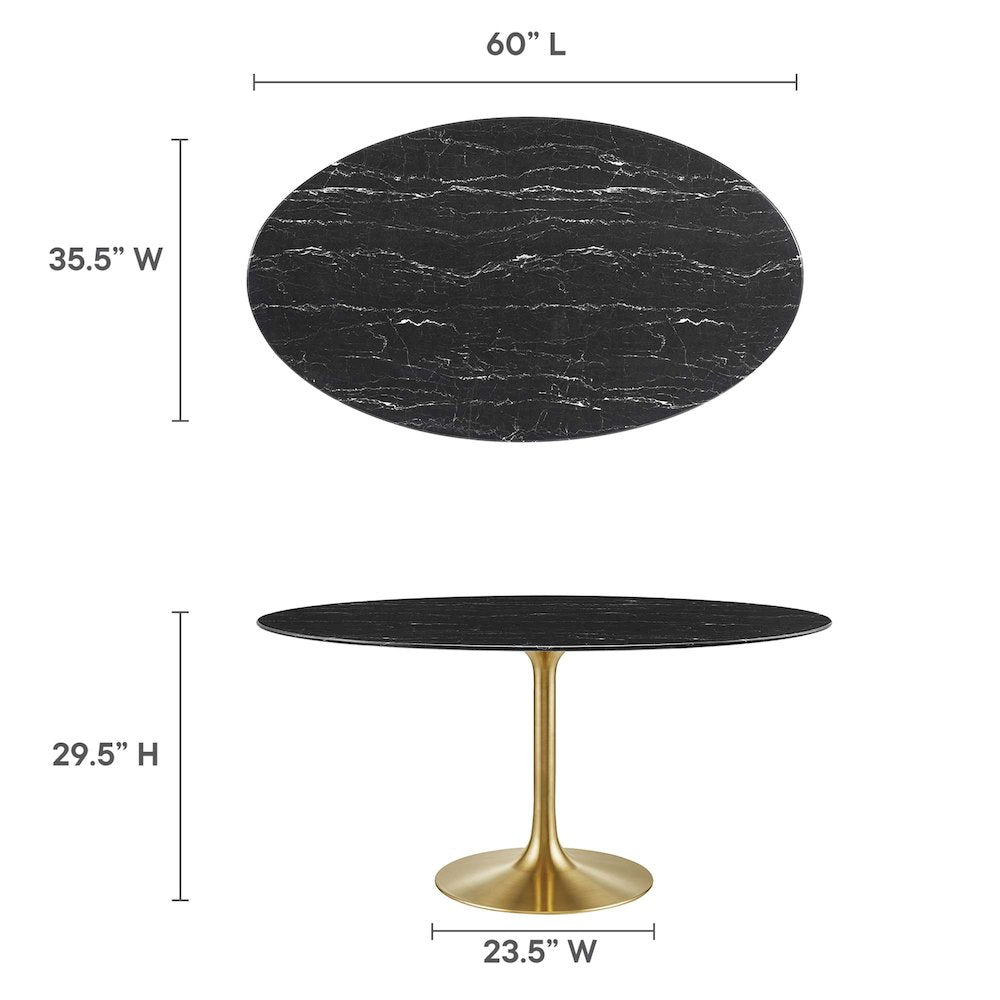 Lippa 60" Oval Faux Marble Dining Table