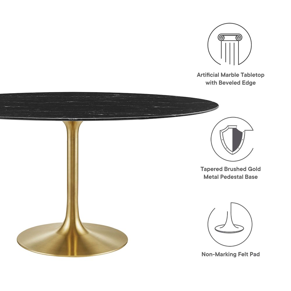 Lippa 60" Oval Faux Marble Dining Table