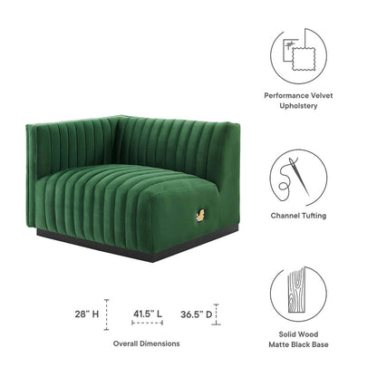 Conjure Channel Tufted Performance Velvet Left-Arm Chair