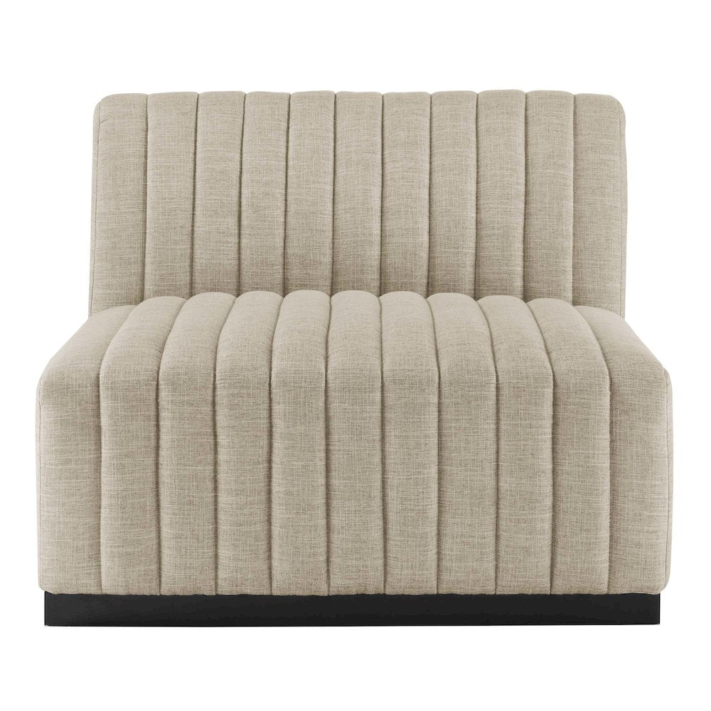 Conjure Channel Tufted Upholstered Fabric Armless Chair