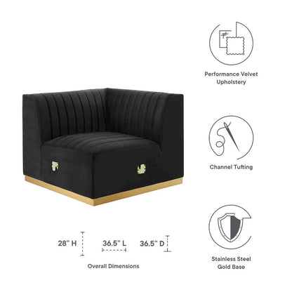 Conjure Channel Tufted Performance Velvet Left Corner Chair