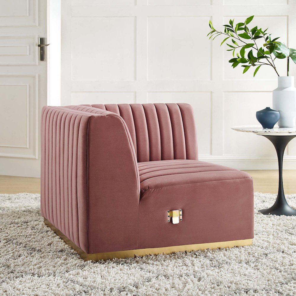 Conjure Channel Tufted Performance Velvet Right Corner Chair