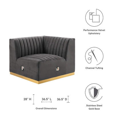 Conjure Channel Tufted Performance Velvet Right Corner Chair