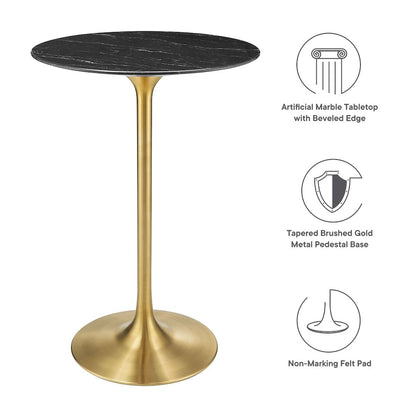 Lippa 28" Round Faux Marble Bar Table