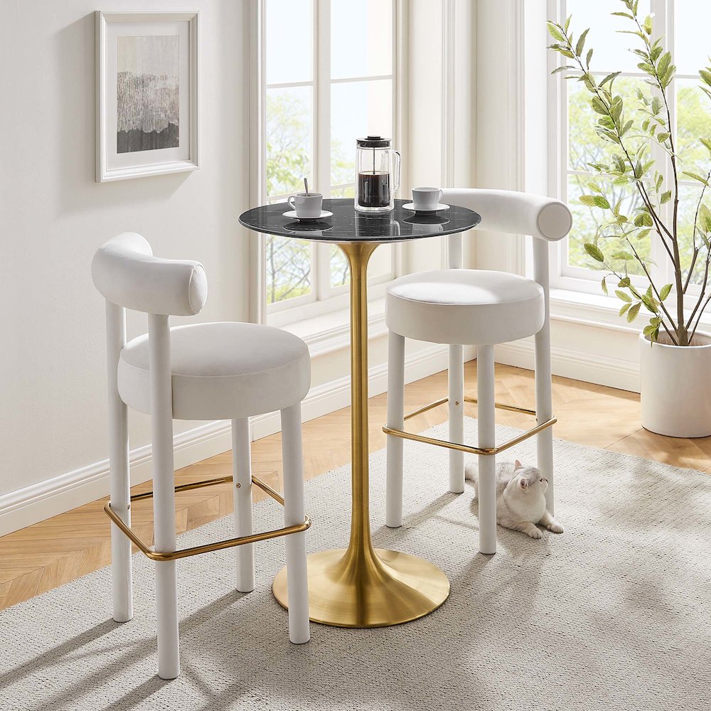 Lippa 28" Round Faux Marble Bar Table