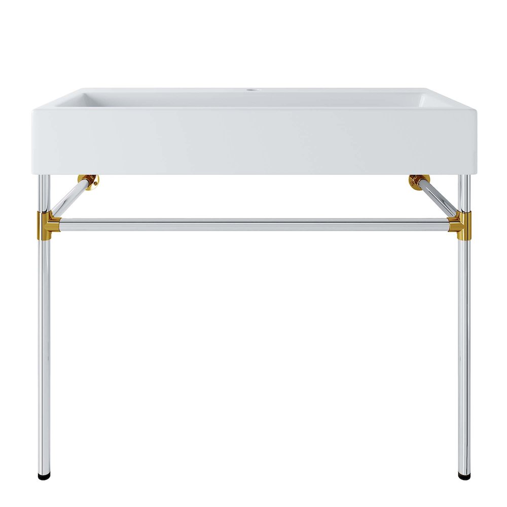 Redeem 40" Silver Stainless Steel Wall-Mount Bathroom Vanity