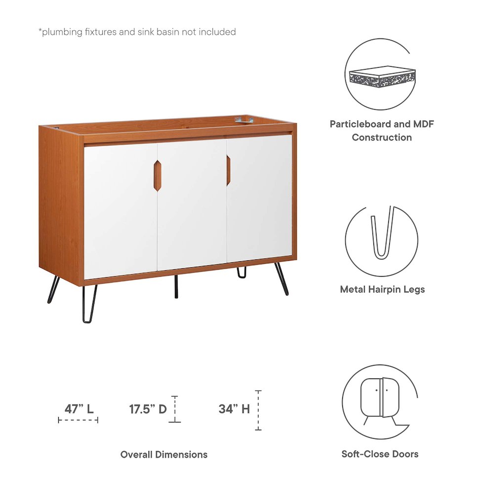 48" Double or Single Sink (Not Included) Bathroom Vanity Cabinet