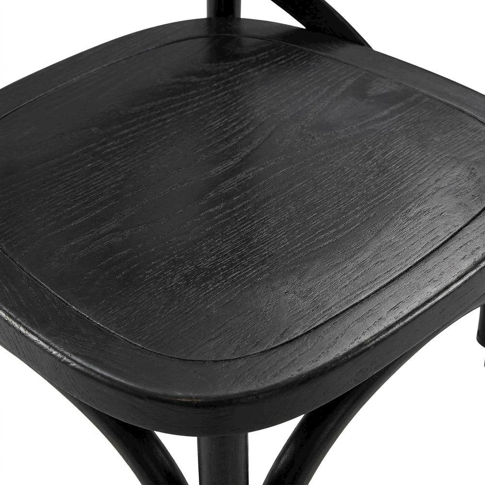 Solid Wood Dining Side Chair with Cushioned Seat for Dining Room, Black