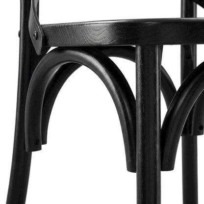 Solid Wood Dining Side Chair with Cushioned Seat for Dining Room, Black