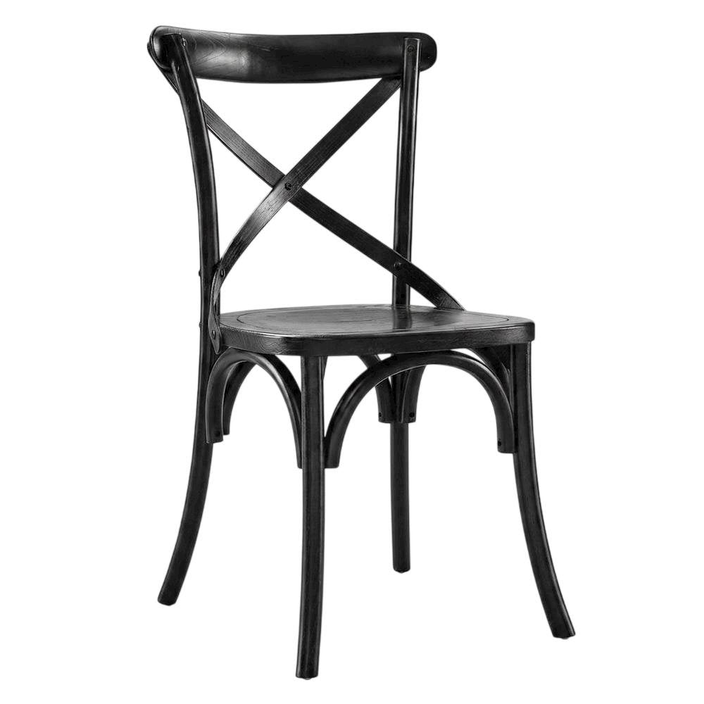 Solid Wood Dining Side Chair with Cushioned Seat for Dining Room, Black