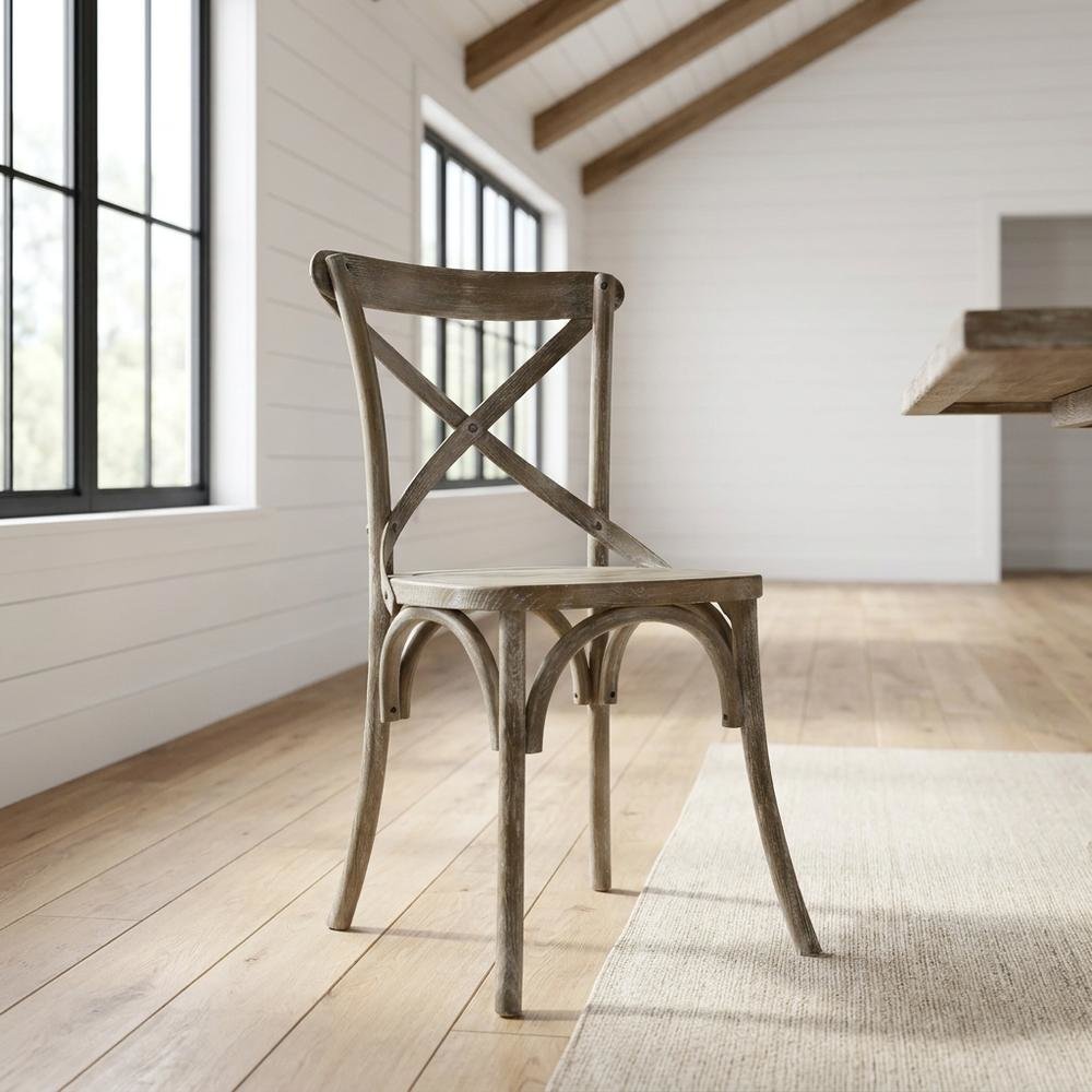 Solid Wood Dining Side Chair with Cushioned Seat for Dining Room, Gray