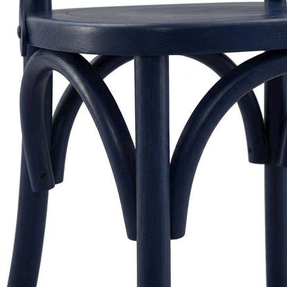 Solid Wood Dining Side Chair with Cushioned Seat for Dining Room, Midnight Blue