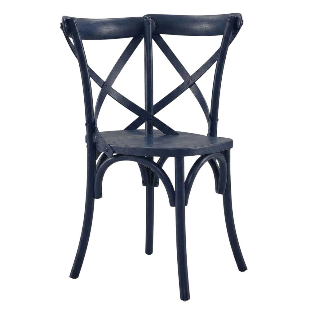 Solid Wood Dining Side Chair with Cushioned Seat for Dining Room, Midnight Blue