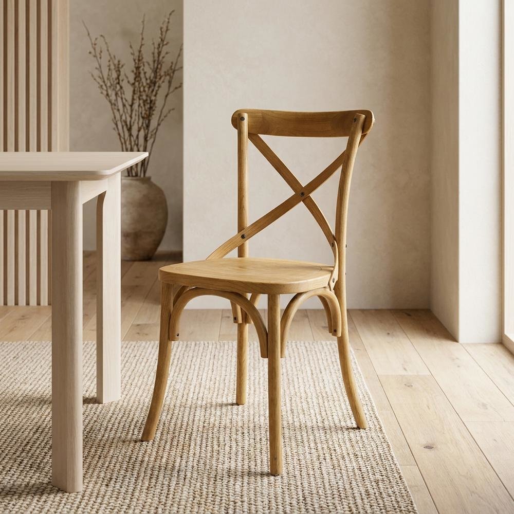 Solid Wood Dining Side Chair with Cushioned Seat for Dining Room, Natural