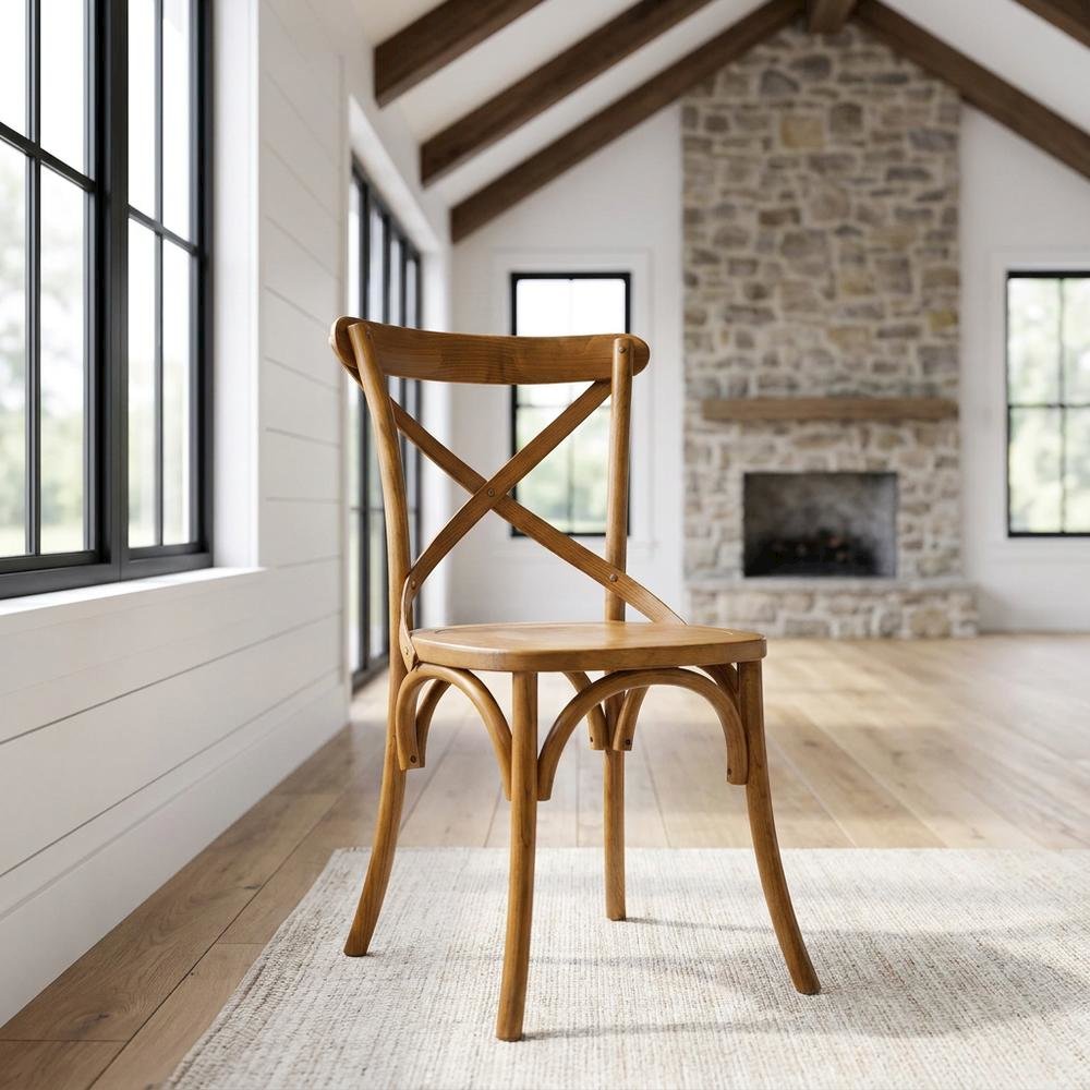 Solid Wood Dining Side Chair with Cushioned Seat for Dining Room, Walnut