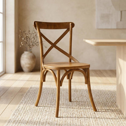 Solid Wood Dining Side Chair with Cushioned Seat for Dining Room, Walnut