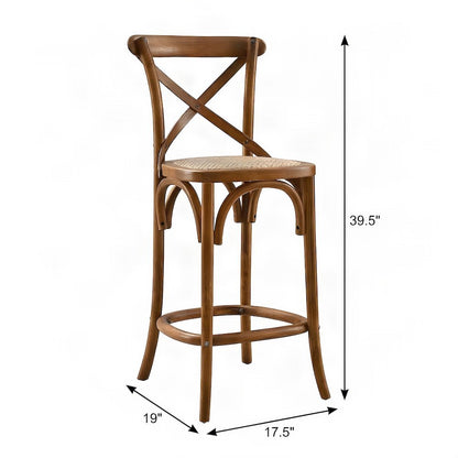 Wood Counter Height Bar Stool with Cushioned Seat and Back, Walnut