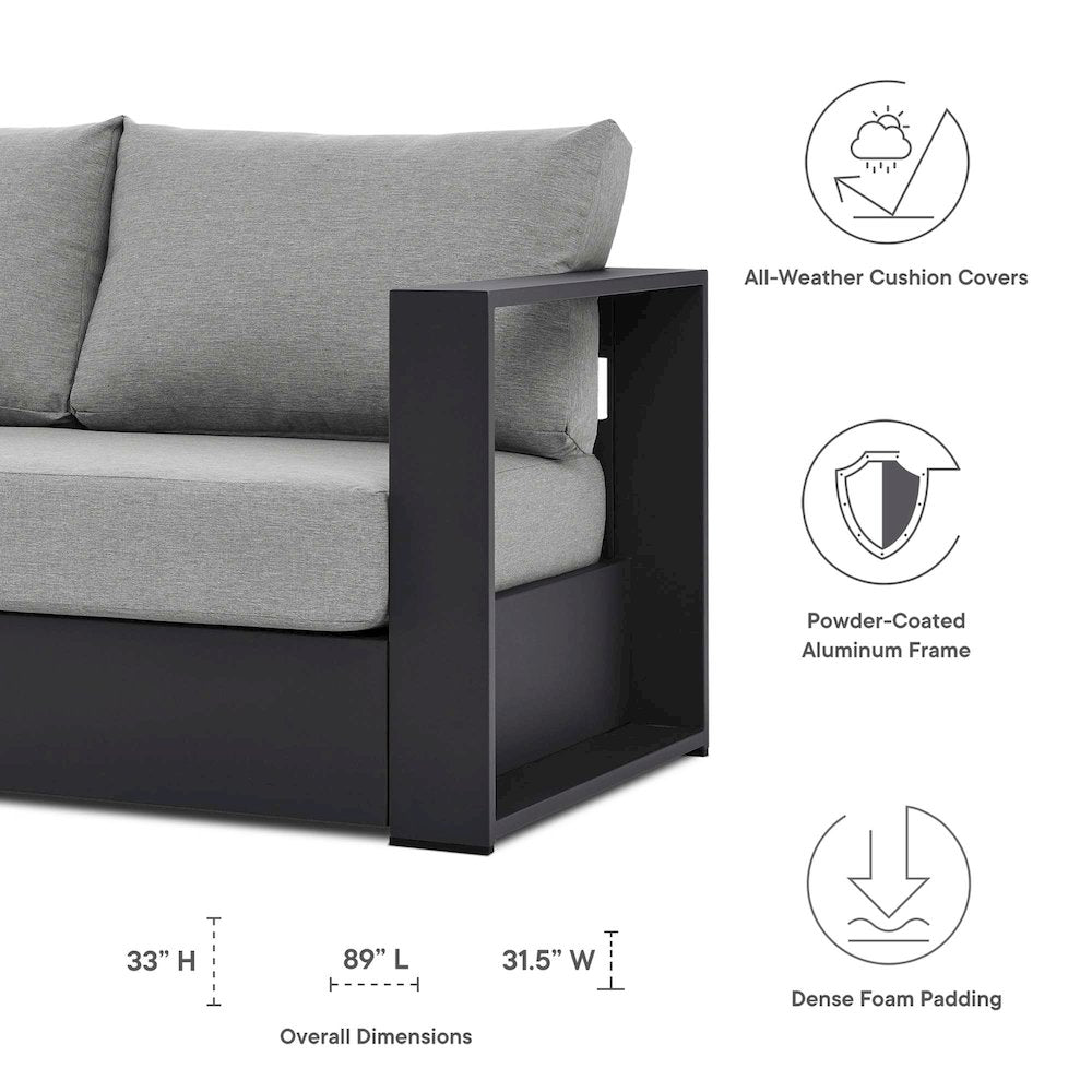 Tahoe Outdoor Patio Powder-Coated Aluminum Sofa