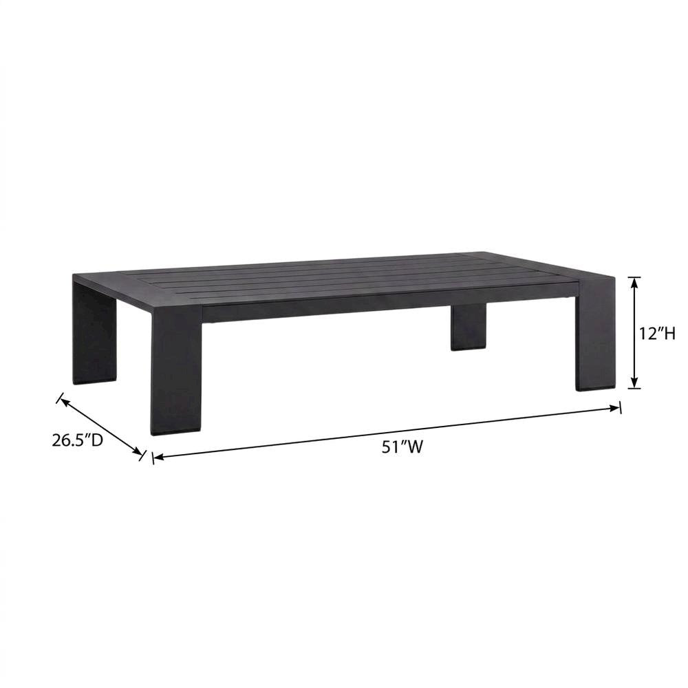 Powder-Coated Aluminum Rectangular Outdoor Patio Coffee Table, Gray