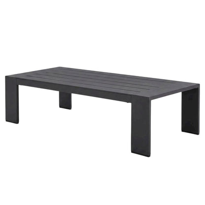 Powder-Coated Aluminum Rectangular Outdoor Patio Coffee Table, Gray