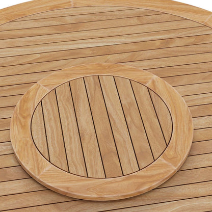 Wellspring 63" Outdoor Patio Teak Wood Dining Table, Removable Lazy Susan