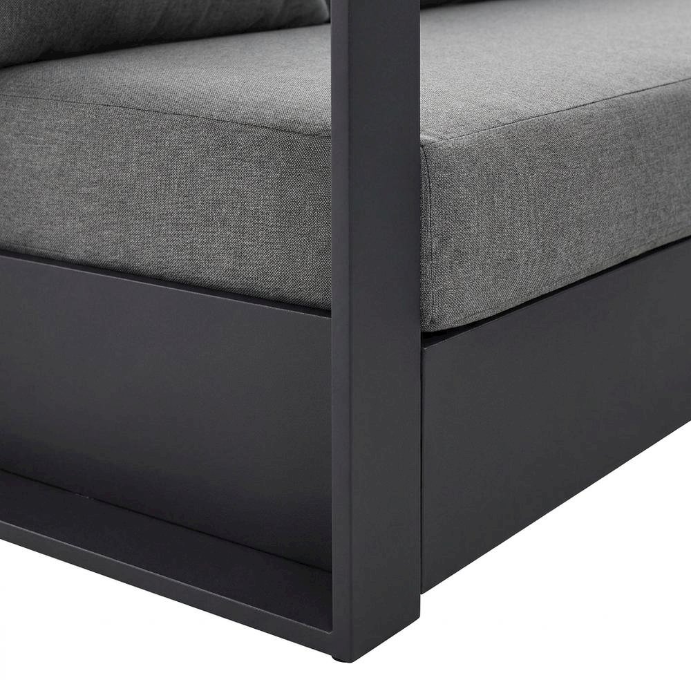 Powder-Coated Aluminum Patio Conversation Set with Thick Cushions, Gray Charcoal