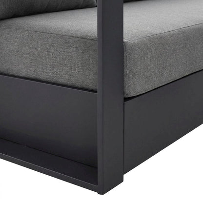 Powder-Coated Aluminum Patio Conversation Set with Thick Cushions, Gray Charcoal