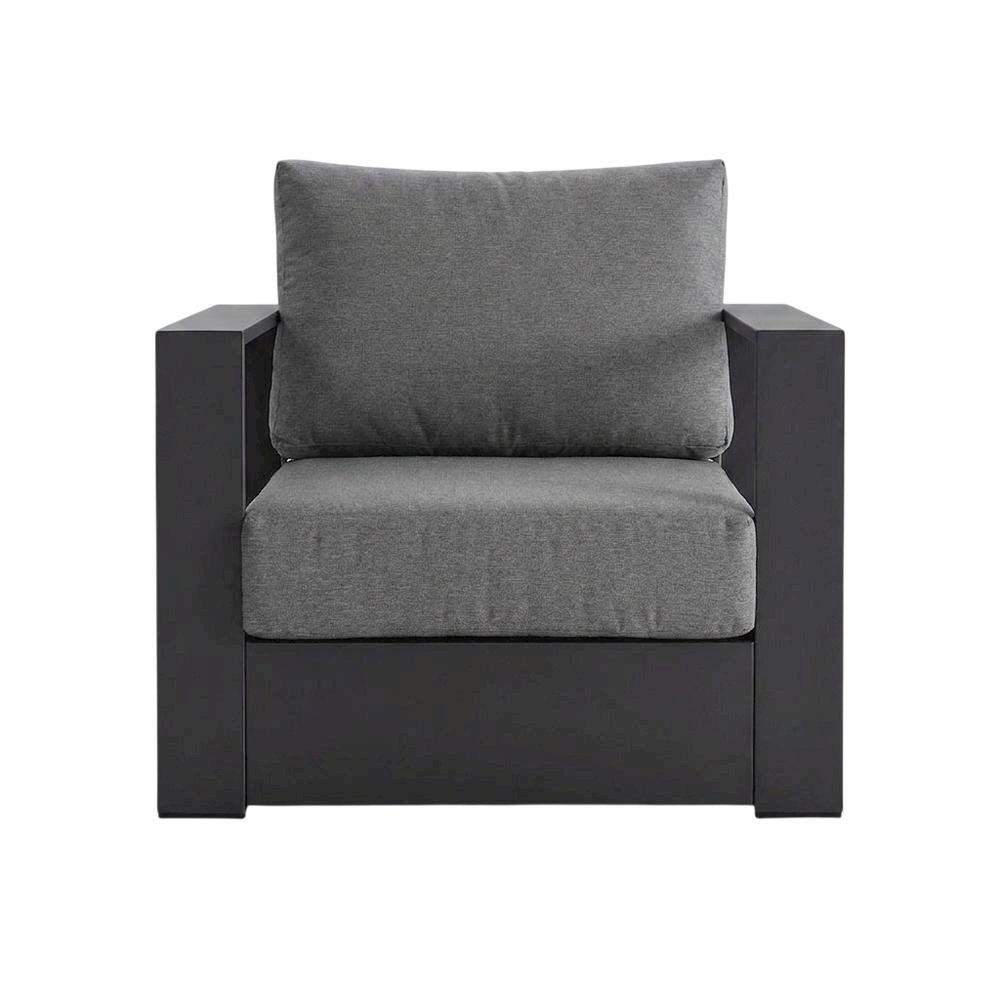 Powder-Coated Aluminum Patio Conversation Set with Thick Cushions, Gray Charcoal