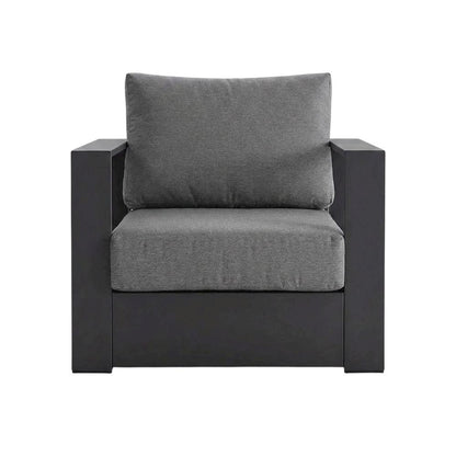 Powder-Coated Aluminum Patio Conversation Set with Thick Cushions, Gray Charcoal