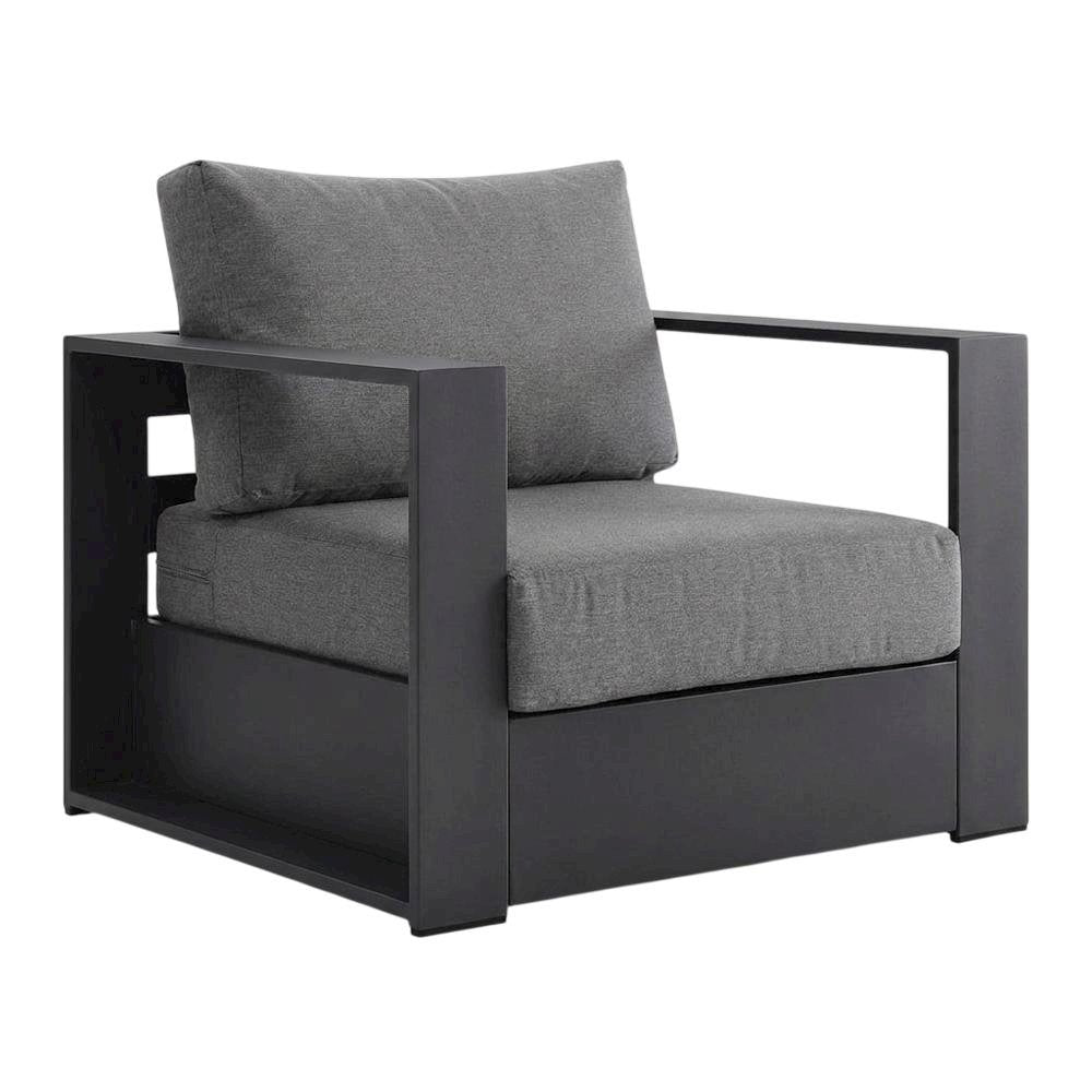 Powder-Coated Aluminum Patio Conversation Set with Thick Cushions, Gray Charcoal
