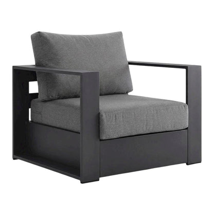 Powder-Coated Aluminum Patio Conversation Set with Thick Cushions, Gray Charcoal