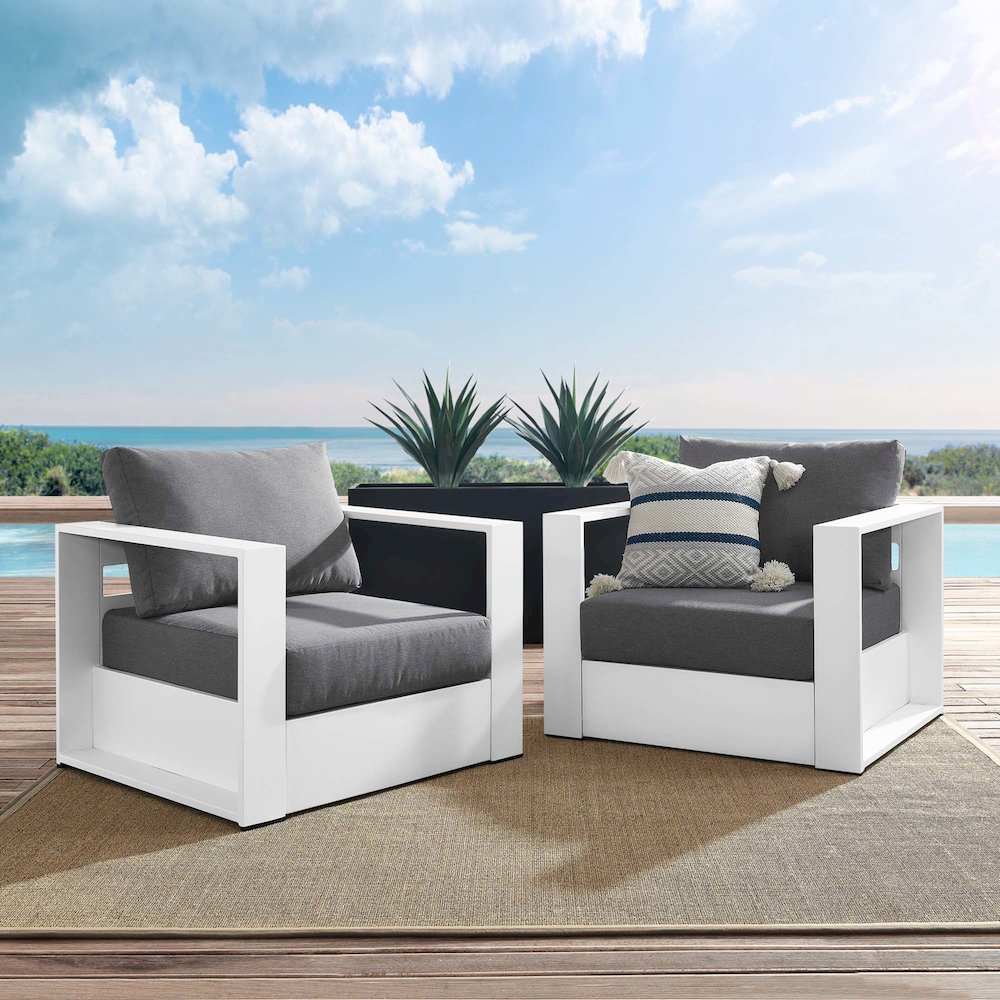 Tahoe 2-Piece Outdoor Patio Powder-Coated Aluminum Armchair Set